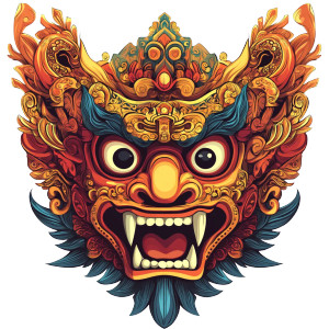 Bali Demon Masks Vinyl Car Decal Sticker – Waterproof & UV-Resistant 8"