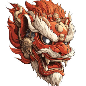 Oni Lion Mask Vinyl Car Decal Sticker – Waterproof & UV-Resistant 8"