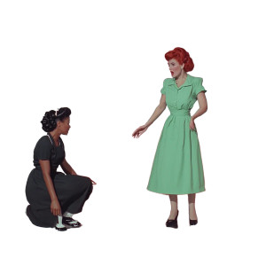 1950S Housewife Scene Vinyl Car Decal Sticker – Waterproof & UV-Resistant 8"