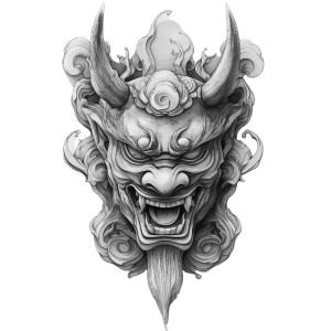 Oni Mask Drawing V9 Vinyl Car Decal Sticker – Waterproof & UV-Resistant 8"