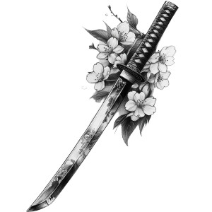 Katana Sakura Tattoo Vinyl Car Decal Sticker – Waterproof & UV-Resistant 8" Katana Sakura Tattoo Vinyl Car Decal Sticker – Waterproof & UV-Resistant 8"