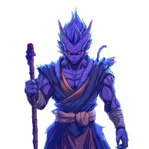 Demon With Staff Vinyl Car Decal Sticker – Waterproof & UV-Resistant 8"