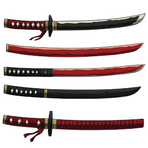 Cartoon Katana V2 Vinyl Car Decal Sticker – Waterproof & UV-Resistant 8"