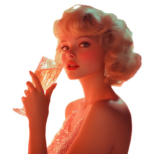 Vintage Champagne Girl Vinyl Car Decal Sticker – Waterproof & UV-Resistant 8"