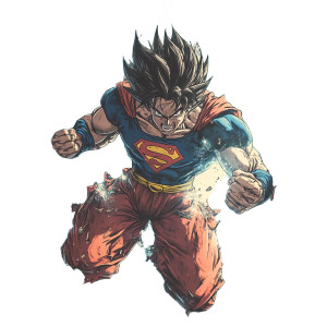 Goku-Superman Hybrid Vinyl Car Decal Sticker – Waterproof & UV-Resistant 8"