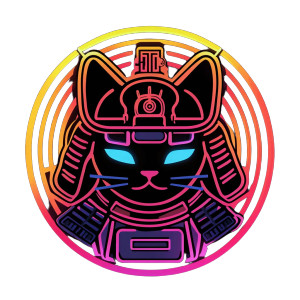 Synthwave Cat Samurai Vinyl Car Decal Sticker – Waterproof & UV-Resistant 8" Synthwave Cat Samurai Vinyl Car Decal Sticker – Waterproof & UV-Resistant 8"