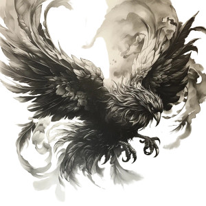 Black White Phoenix Vinyl Car Decal Sticker – Waterproof & UV-Resistant 8"