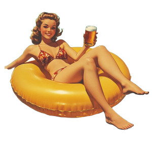 Vintage Pool Girl Vinyl Car Decal Sticker – Waterproof & UV-Resistant 8"