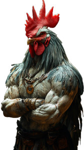 Muscular Battle Rooster Vinyl Car Decal Sticker – Waterproof & UV-Resistant 8"