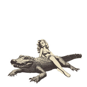 Vintage Alligator T-Shirt Vinyl Car Decal Sticker – Waterproof & UV-Resistant 8"