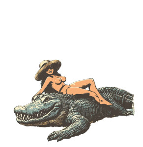 Vintage Alligator T-Shirt V2 Vinyl Car Decal Sticker – Waterproof & UV-Resistant 8"