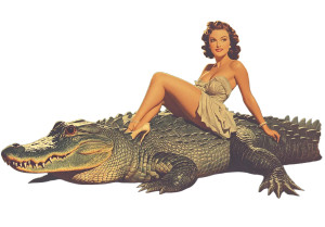 Vintage Alligator Poster V2 Vinyl Car Decal Sticker – Waterproof & UV-Resistant 8"