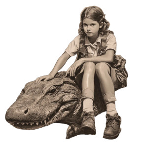 Girl On Crocodile Vinyl Car Decal Sticker – Waterproof & UV-Resistant 8" Girl On Crocodile Vinyl Car Decal Sticker – Waterproof & UV-Resistant 8"