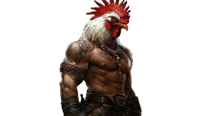 Rooster-Headed Warrior Vinyl Car Decal Sticker – Waterproof & UV-Resistant 8"