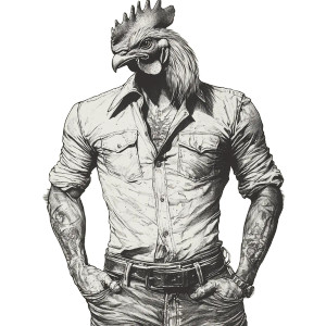 Rooster-Headed Man Vinyl Car Decal Sticker – Waterproof & UV-Resistant 8"