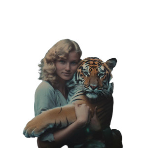 Blonde With Tiger Vinyl Car Decal Sticker – Waterproof & UV-Resistant 8" Blonde With Tiger Vinyl Car Decal Sticker – Waterproof & UV-Resistant 8"