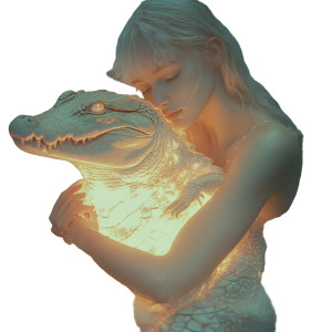 Blonde Model Hugs Crocodile Vinyl Car Decal Sticker – Waterproof & UV-Resistant 8" Blonde Model Hugs Crocodile Vinyl Car Decal Sticker – Waterproof & UV-Resistant 8"