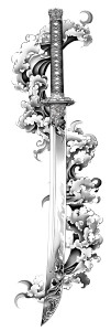 Ornate Katana Tattoo Vinyl Car Decal Sticker – Waterproof & UV-Resistant 8" Ornate Katana Tattoo Vinyl Car Decal Sticker – Waterproof & UV-Resistant 8"