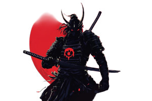 Black Death Samurai Vinyl Car Decal Sticker – Waterproof & UV-Resistant 8"