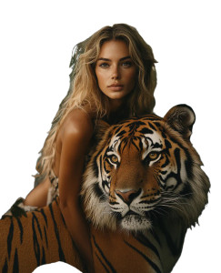 Woman On Tiger Vinyl Car Decal Sticker – Waterproof & UV-Resistant 8" Woman On Tiger Vinyl Car Decal Sticker – Waterproof & UV-Resistant 8"