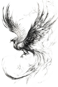 Dynamic Phoenix Drawing Vinyl Car Decal Sticker – Waterproof & UV-Resistant 8"