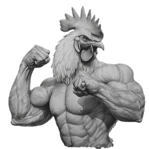 Muscular Rooster Portrait Vinyl Car Decal Sticker – Waterproof & UV-Resistant 