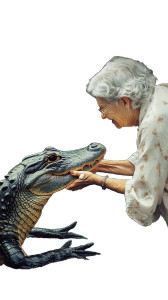 Grandma And Alligator Vinyl Car Decal Sticker – Waterproof & UV-Resistant 8"