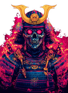 Undead Samurai Flames Vinyl Car Decal Sticker – Waterproof & UV-Resistant 8"