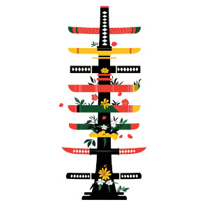 Colorful Katana Totem Vinyl Car Decal Sticker – Waterproof & UV-Resistant 8"