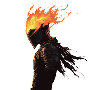 Fiery Helmet Silhouette Vinyl Car Decal Sticker – Waterproof & UV-Resistant 8"