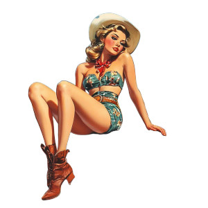 1950S Cowgirl Comic Vinyl Car Decal Sticker – Waterproof & UV-Resistant 8" 1950S Cowgirl Comic Vinyl Car Decal Sticker – Waterproof & UV-Resistant 8"