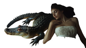 Woman With Alligator Vinyl Car Decal Sticker – Waterproof & UV-Resistant 8" Woman With Alligator Vinyl Car Decal Sticker – Waterproof & UV-Resistant 8"