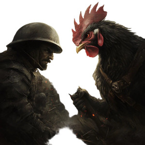 Warrior Chicken Battle Vinyl Car Decal Sticker – Waterproof & UV-Resistant 8"