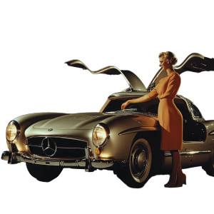 Woman Entering Gullwing Vinyl Car Decal Sticker – Waterproof & UV-Resistant 8"