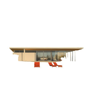 Modern Desert Villa Vinyl Car Decal Sticker – Waterproof & UV-Resistant 8"