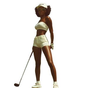 Golfing Woman Portrait Vinyl Car Decal Sticker – Waterproof & UV-Resistant 8"