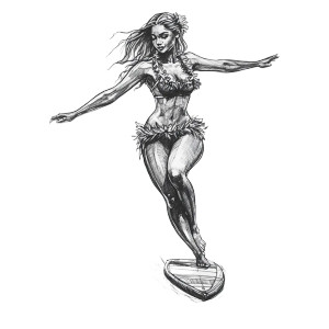 Hula Girl Surfing Vinyl Car Decal Sticker – Waterproof & UV-Resistant 8" Hula Girl Surfing Vinyl Car Decal Sticker – Waterproof & UV-Resistant 8"