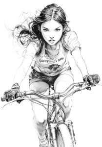 Cute Bike Girl Vinyl Car Decal Sticker – Waterproof & UV-Resistant 8"