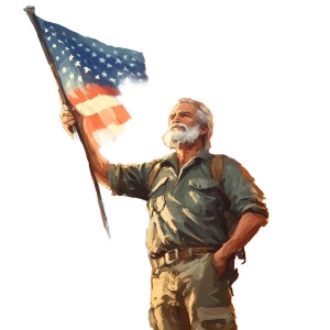 Man With Flag Vinyl Car Decal Sticker – Waterproof & UV-Resistant 8" Man With Flag Vinyl Car Decal Sticker – Waterproof & UV-Resistant 8"
