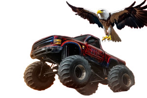 Patriotic Monster Truck Vinyl Car Decal Sticker – Waterproof & UV-Resistant 8"