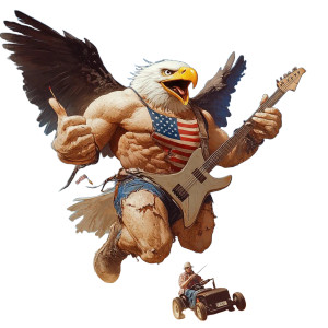 Musical Eagle Chase Vinyl Car Decal Sticker – Waterproof & UV-Resistant 8"