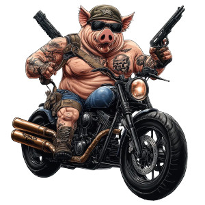 Muscular Pig Biker Vinyl Car Decal Sticker – Waterproof & UV-Resistant 8"