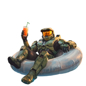 Master Chief Relaxing Vinyl Car Decal Sticker – Waterproof & UV-Resistant 8"