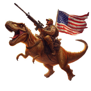 Dino Rider Patriot Vinyl Car Decal Sticker – Waterproof & UV-Resistant 8" Dino Rider Patriot Vinyl Car Decal Sticker – Waterproof & UV-Resistant 8"