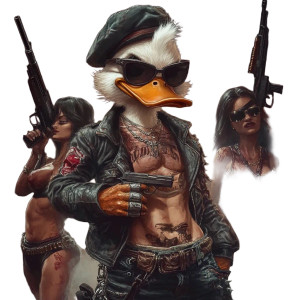 Biker Gangster Duck Vinyl Car Decal Sticker – Waterproof & UV-Resistant 8"