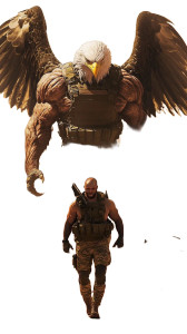 Muscular Eagle Soldier Vinyl Car Decal Sticker – Waterproof & UV-Resistant 8"