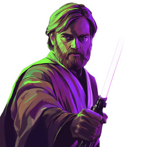 Happy Jedi Illustration Vinyl Car Decal Sticker – Waterproof & UV-Resistant 8"