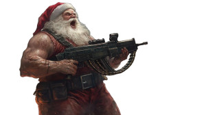 Battle Santa Vinyl Car Decal Sticker – Waterproof & UV-Resistant 8"