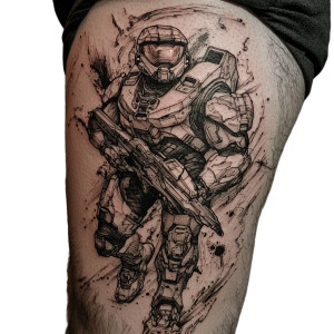 Halo Tattoo Art Vinyl Car Decal Sticker – Waterproof & UV-Resistant 8"