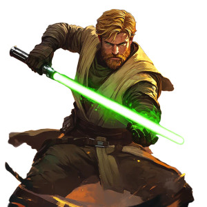 Blonde Jedi Action Vinyl Car Decal Sticker – Waterproof & UV-Resistant 8"